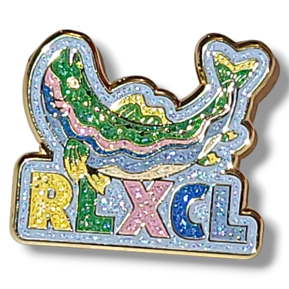 RLXCL Rainbow Trout Glitter Enamel Pin Rachel Lynn Corri Lynn Fish Cute
